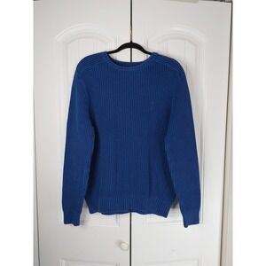 Vtg Nautica Blue Ribbed Crewneck Pullover Fisherman Sweater Men's XL Layering